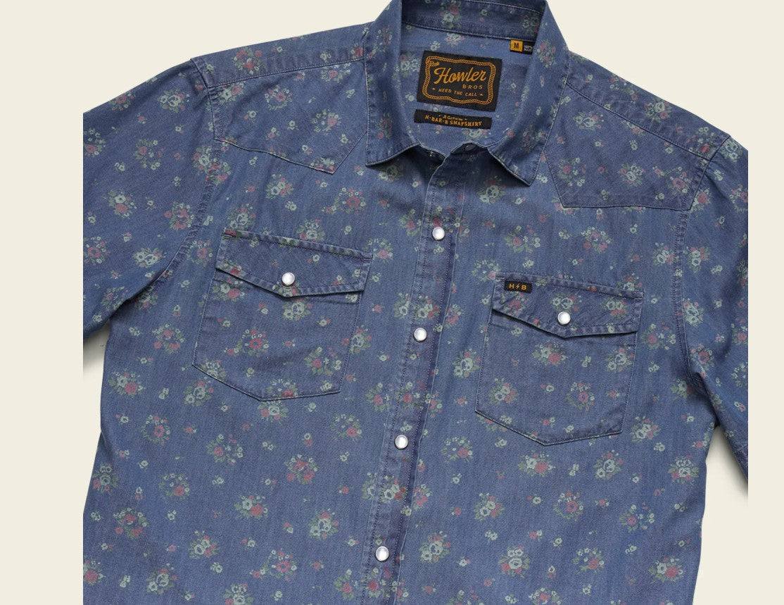 H Bar Snapshirt - Bouquets : Washed Indigo