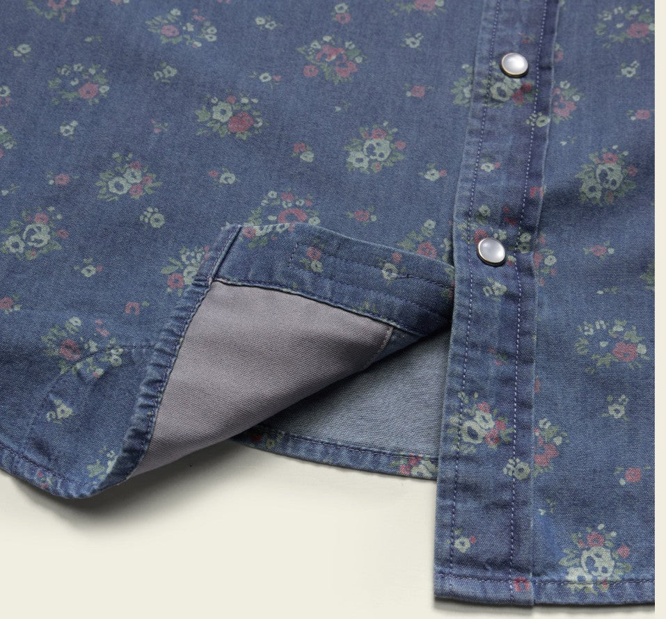 H Bar Snapshirt - Bouquets : Washed Indigo