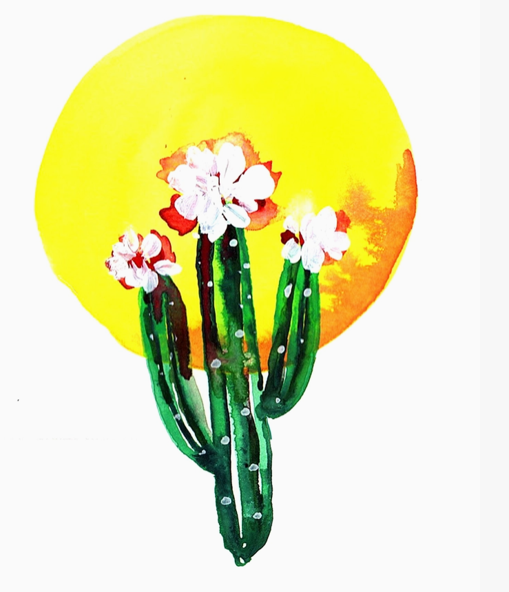 Saguaro Bubble Cacti Desert Watercolor Art Print 8X10