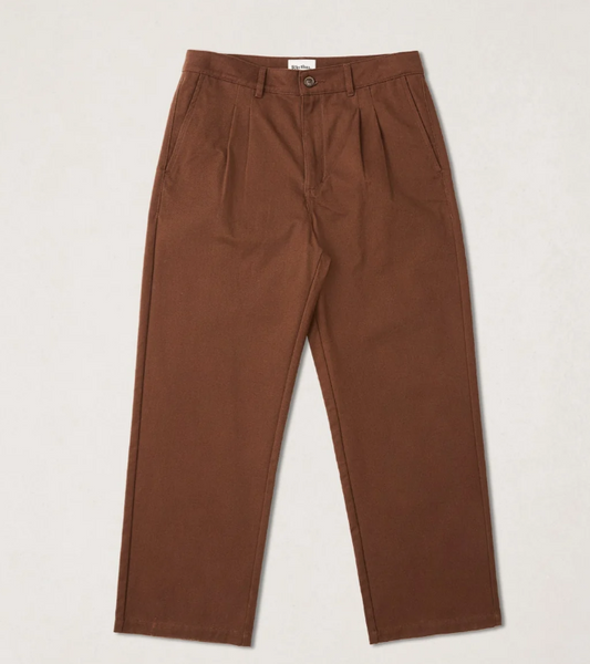 Essential Pleated Twill Trouser Chocolate