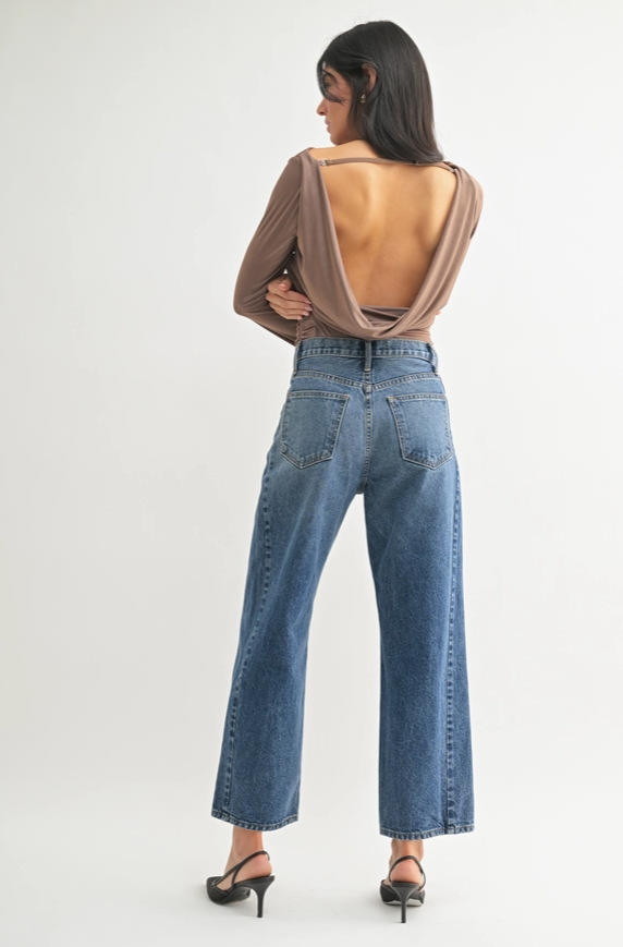 High Rise Twist Seam Barrel Jean