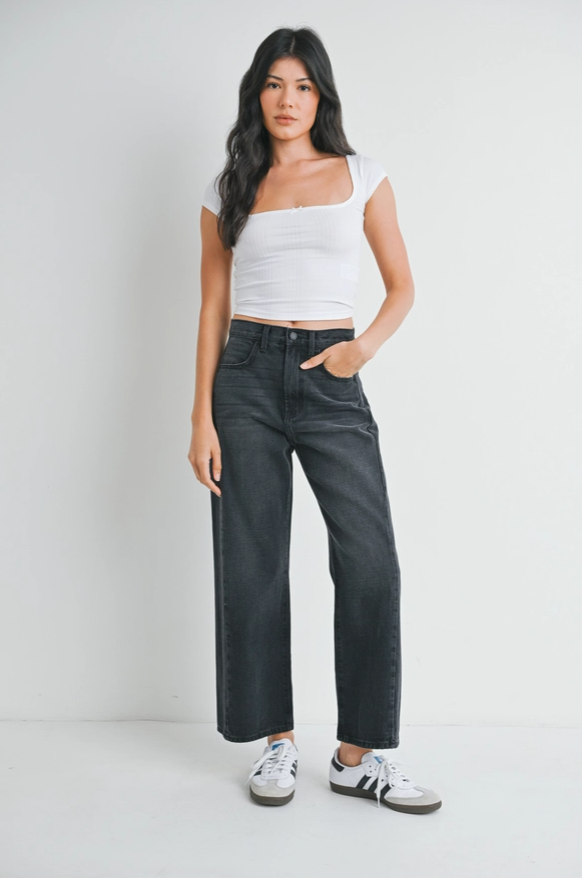 High Rise Twist Seam Barrel Jean