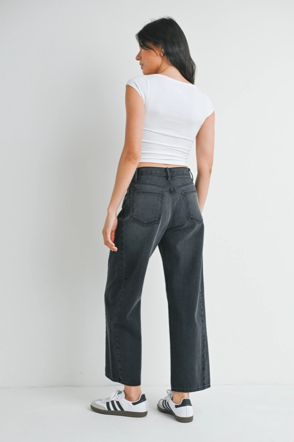 High Rise Twist Seam Barrel Jean