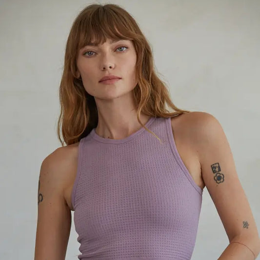 Seamless Waffle Texture Crop Tank Top