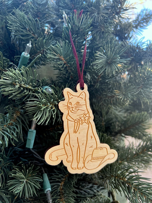 Sheriff Cat Wood Ornament