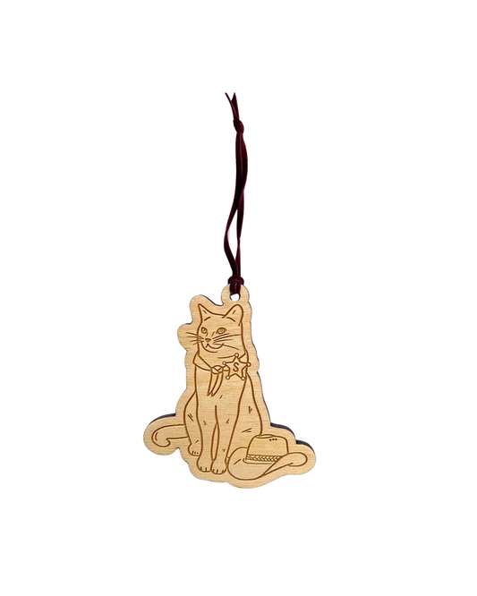 Sheriff Cat Wood Ornament