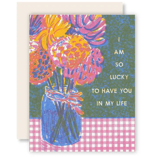 So Lucky To Have You (Bouquet) -Mother/Father Risograph Card
