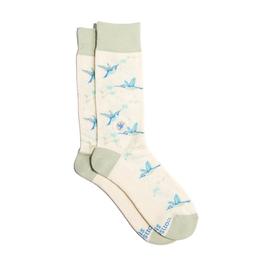 Socks That Protect Pollinators - Beige Hummingbirds