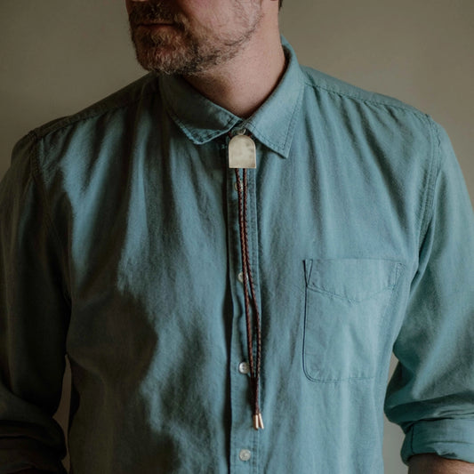 Soiree Solid Brass Bolo Tie with Genuine Leather Cord