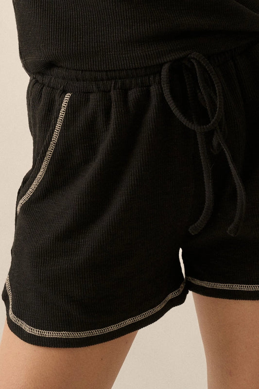 Solid Inverted-Seam Knit Shorts