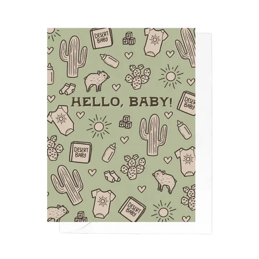 Southwest Baby Card – Western Sketch Hello Baby Greeting Card