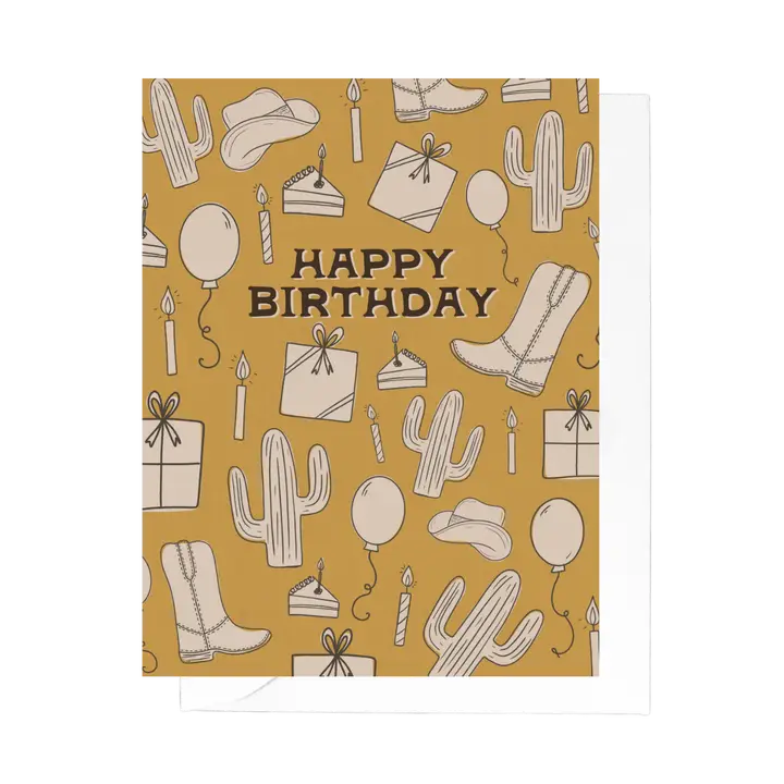 Western Birthday Sketch Greeting Card
