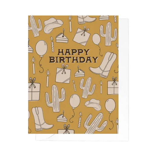Western Birthday Sketch Greeting Card
