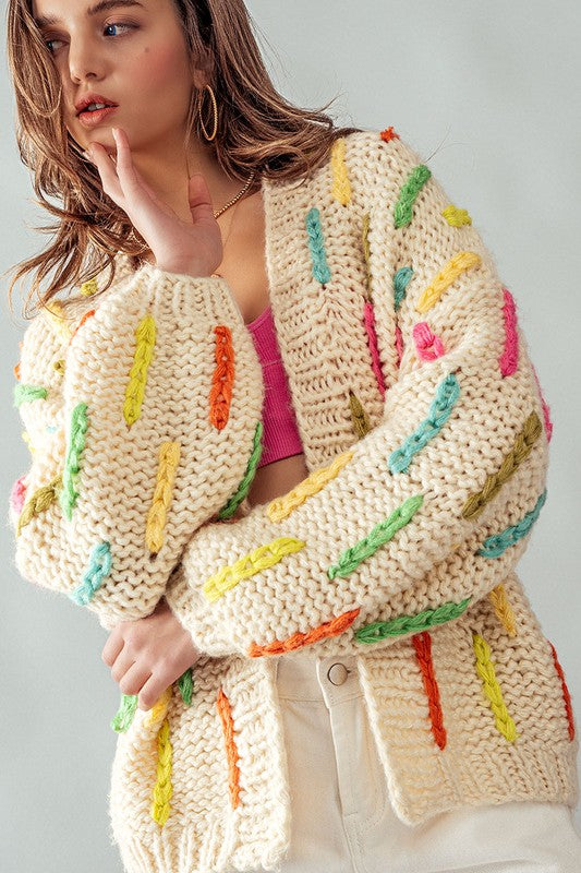 Stacy Multi Stripe Crochet Cardigan