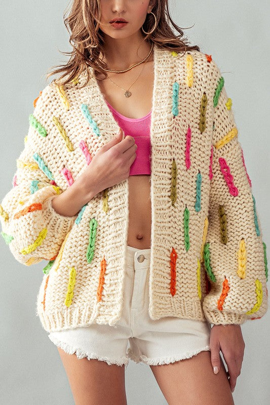 Stacy Multi Stripe Crochet Cardigan