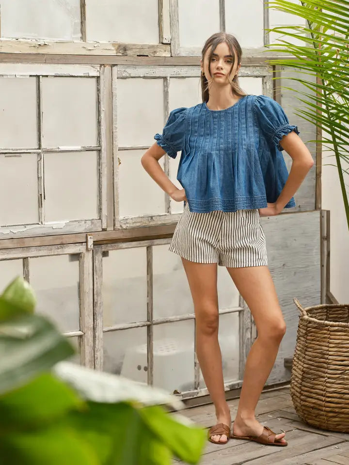 Stripe Cotton Shorts