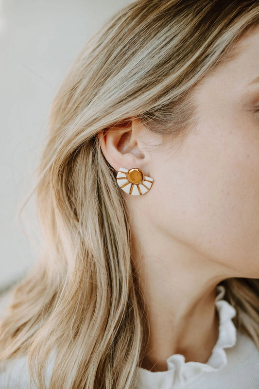 Sunburst Porcelain Stud Earrings