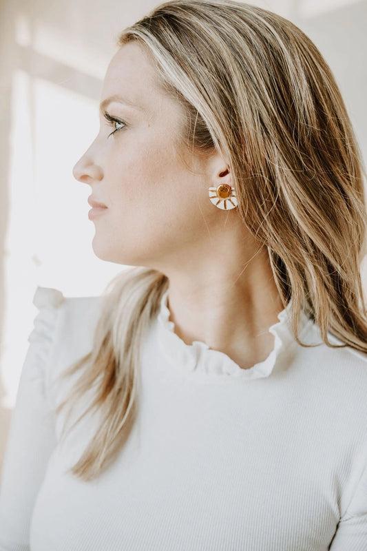Sunburst Porcelain Stud Earrings