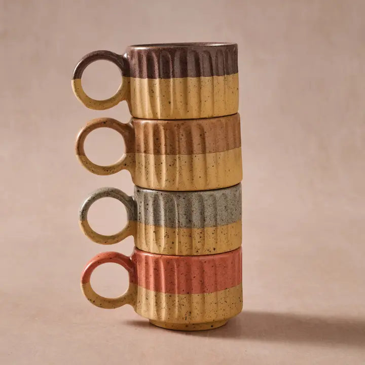 Sundara Fluted Stacking Espresso Mugs - Assorted