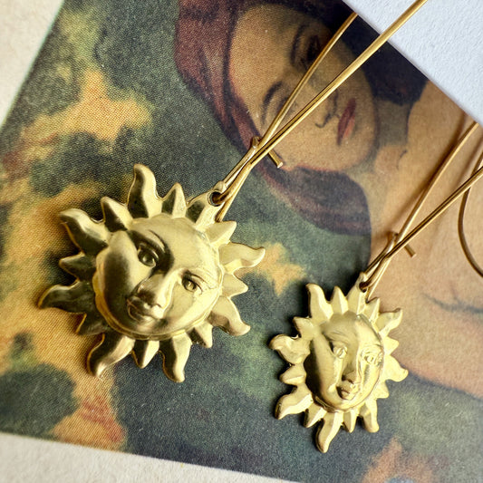 Surya Sun Raw Brass Drop Earrings