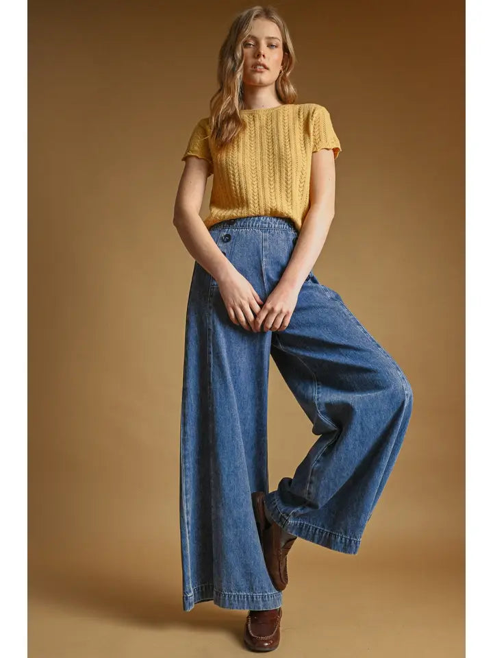 Pointelle Short Sleeve Knitted Top