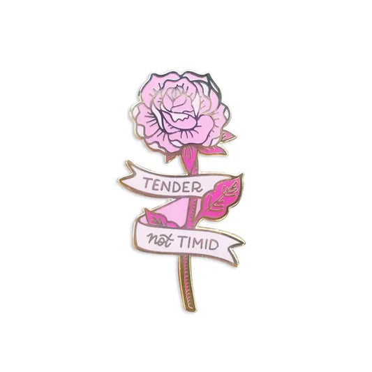 Tender Not Timid Pink Rose Enamel Pin