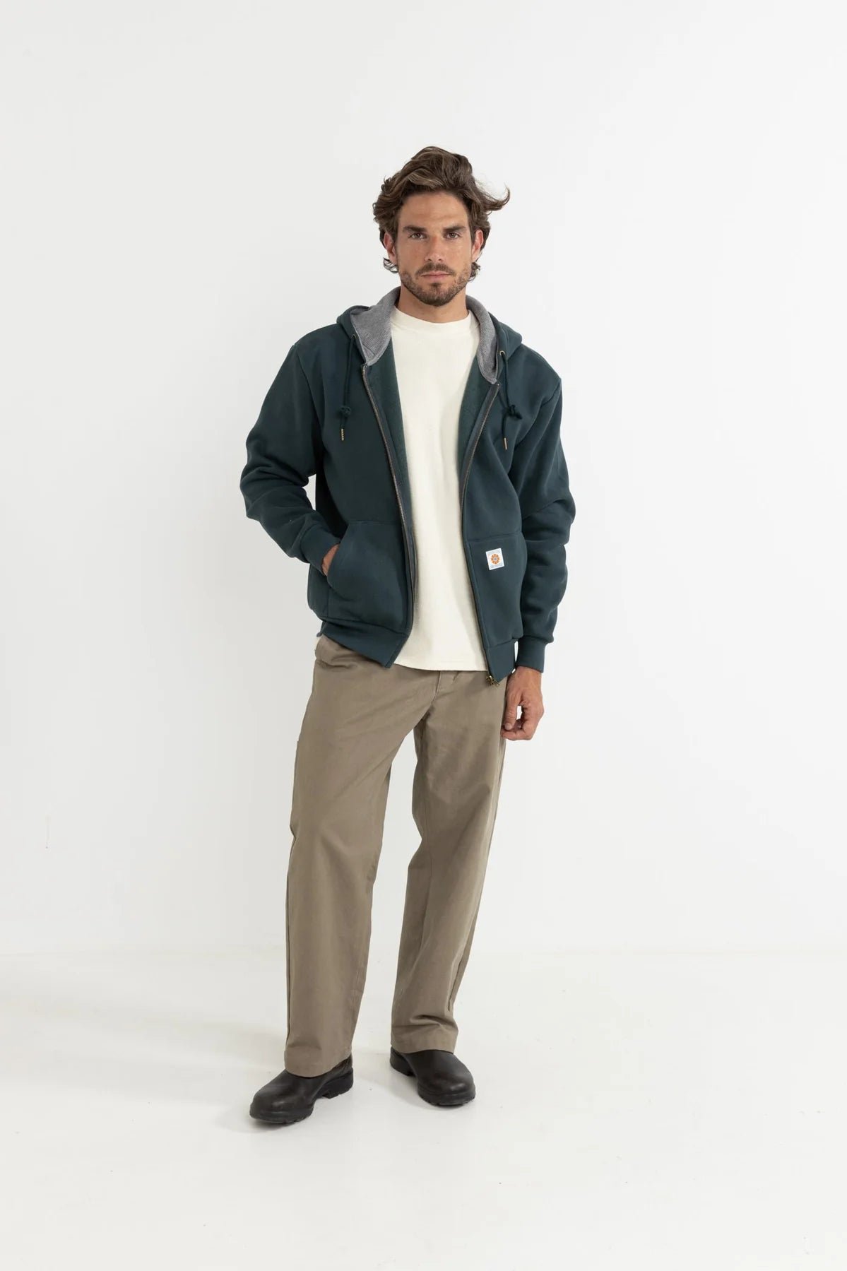 Thermal Fleece Zip Dark Pine