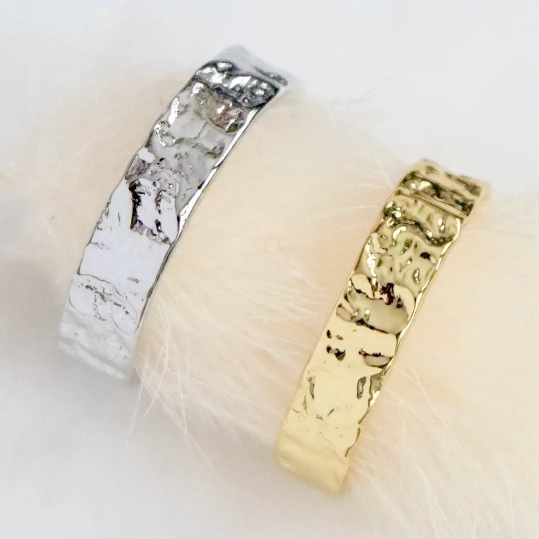 Thin Hammered Cuff Adjustable Ring