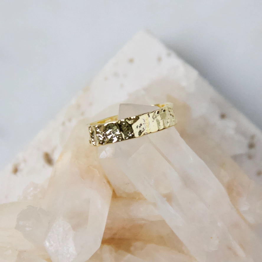 Thin Hammered Cuff Adjustable Ring