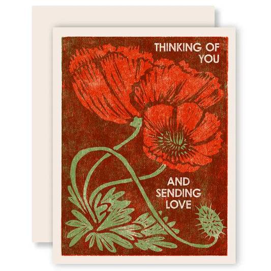 Thinking of You Red Poppies Friendship Card
