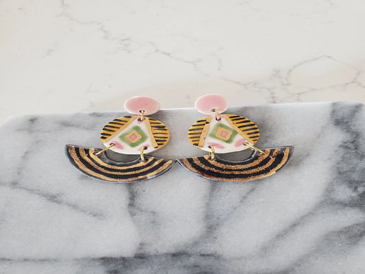 Tiered Three-Piece Statement Porcelain Earrings