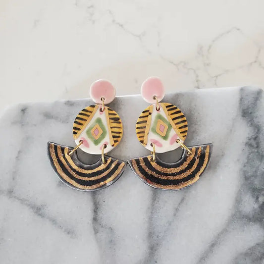 Tiered Three-Piece Statement Porcelain Earrings