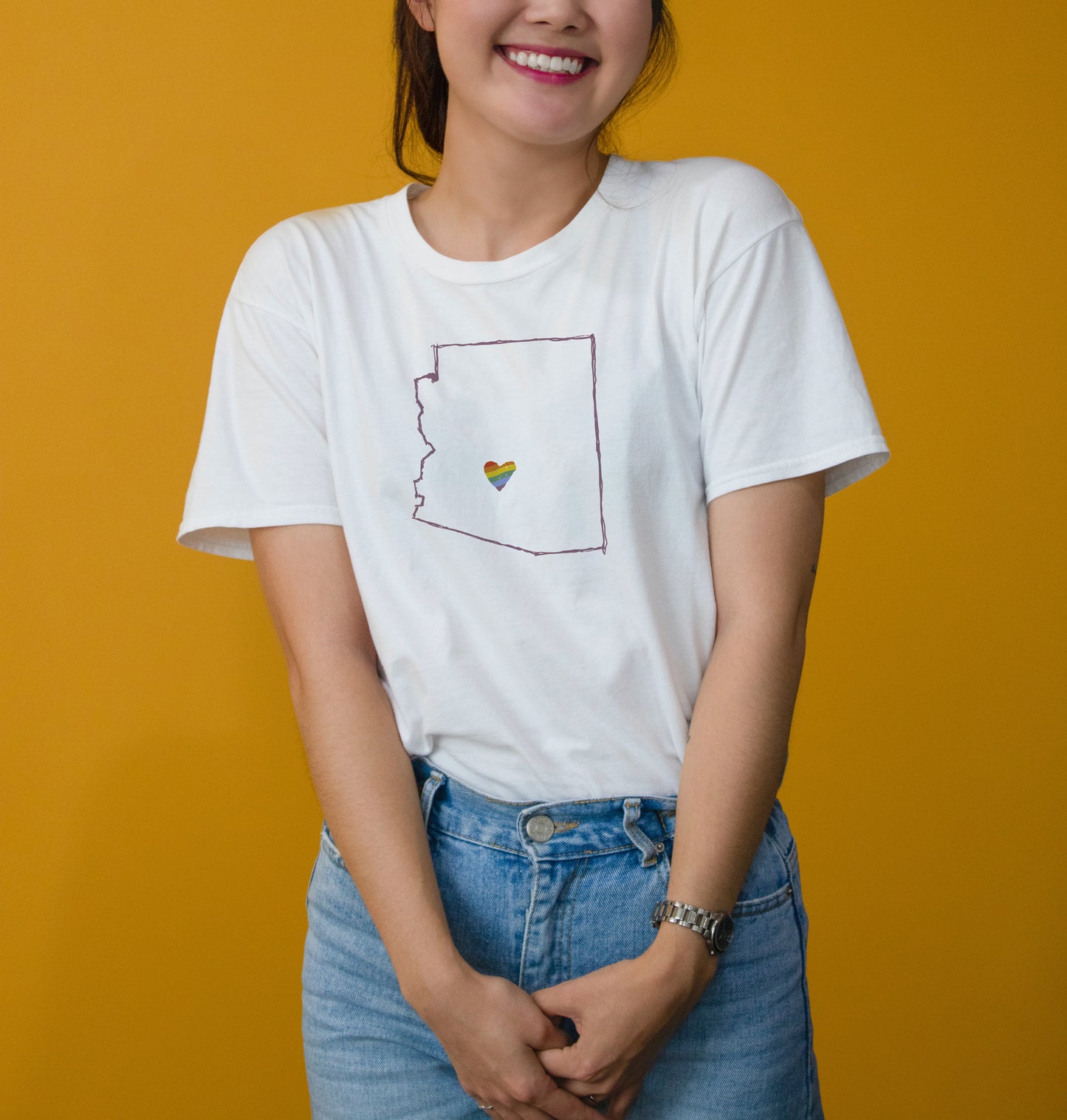 AZ Love PRIDE Outline Tee in white