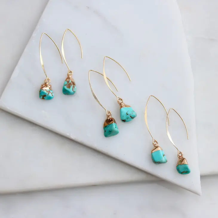 Turquoise Nugget Drop Earrings