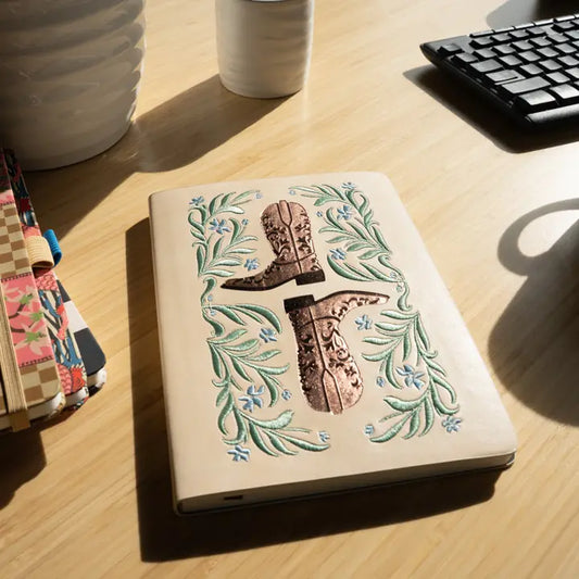 Two Boots Embroidered Journal Notebook