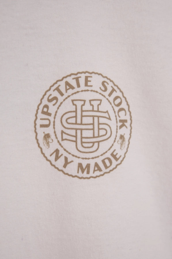 The 50/50 Upcycled Cotton Shirt -   Us Collegiate Logo White