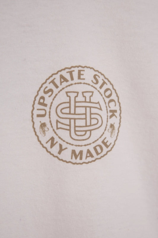 The 50/50 Upcycled Cotton Shirt -   Us Collegiate Logo White