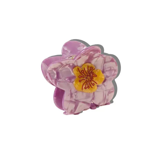 Hand Painted Violet Flower Claw Clip