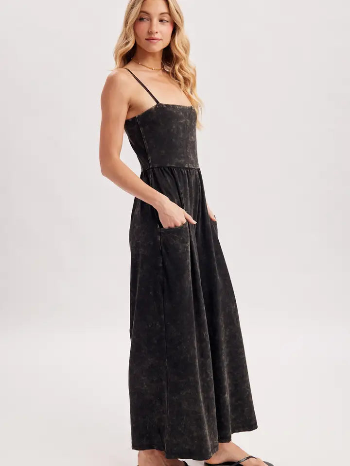 Washed Sleeveless Wide Leg Jumpsuit