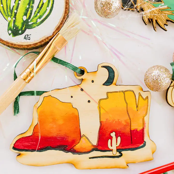 Western Sedona Desert Mountain Wood Ornament