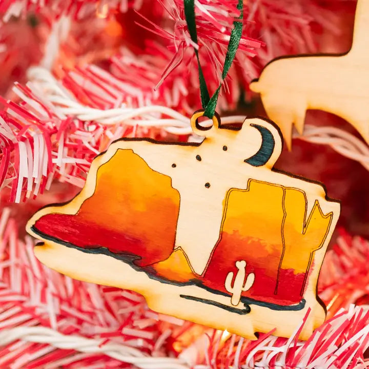 Western Sedona Desert Mountain Wood Ornament