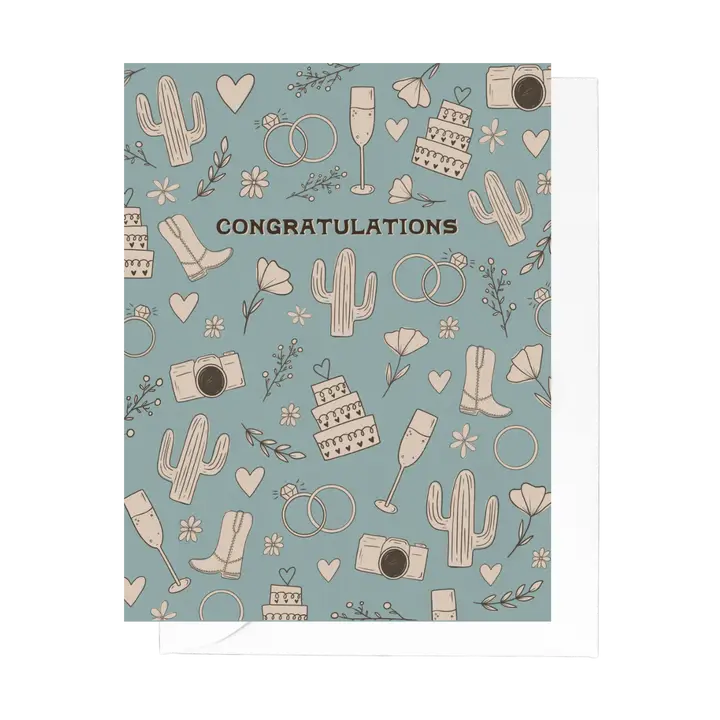 Western Wedding Sketch Greeting Card