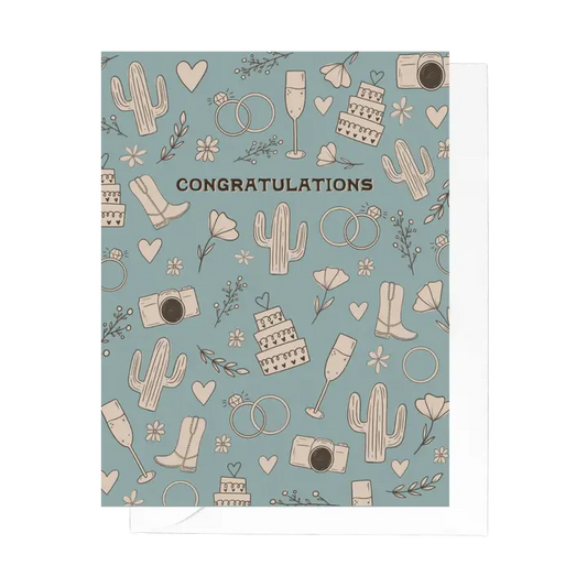 Western Wedding Sketch Greeting Card