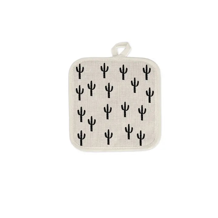 White and Black Saguaro Hot Pad