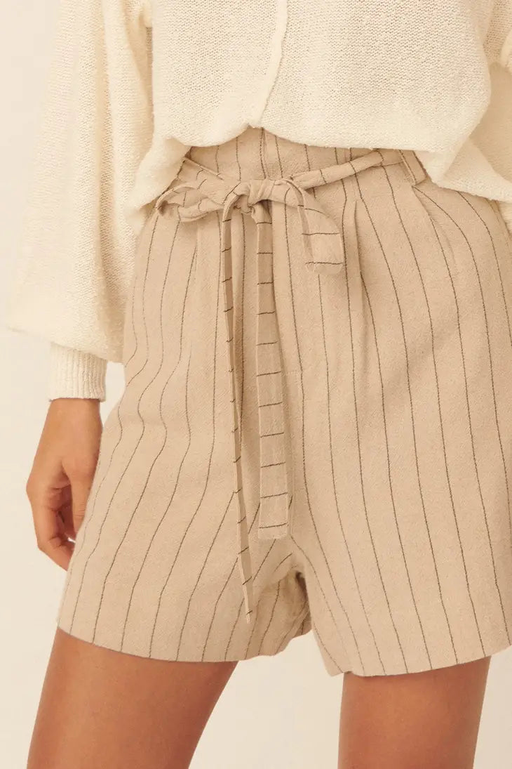 Pinstripe Button Pocket Shorts