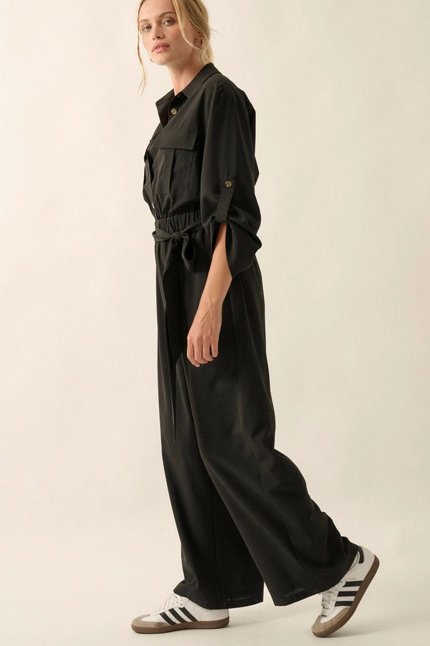 Belted Woven Jumpsuit
