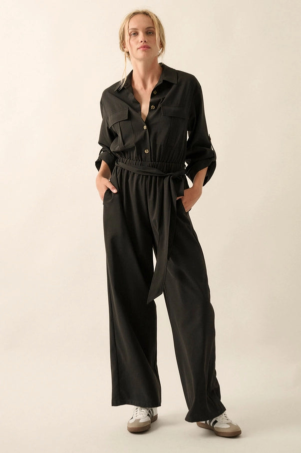 Belted Woven Jumpsuit