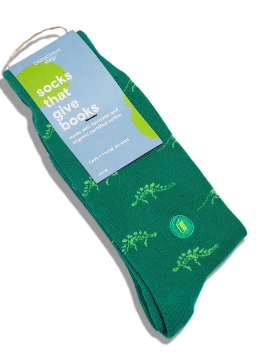 Socks That Give Books (Green Dinosaurs)