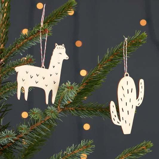 Cactus Llama Ornament Set