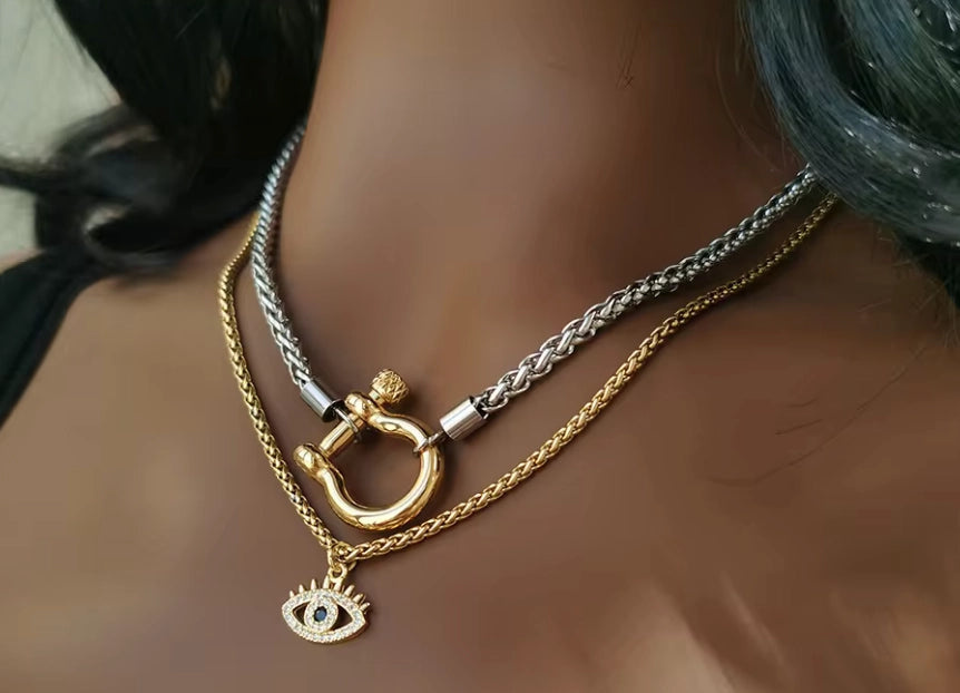 Carabiner Horse Bit Charm Necklace